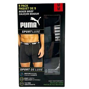 Puma | Men's Boxer Brief Underwear | 5 Pack | Black, Grey & Blue | Medium